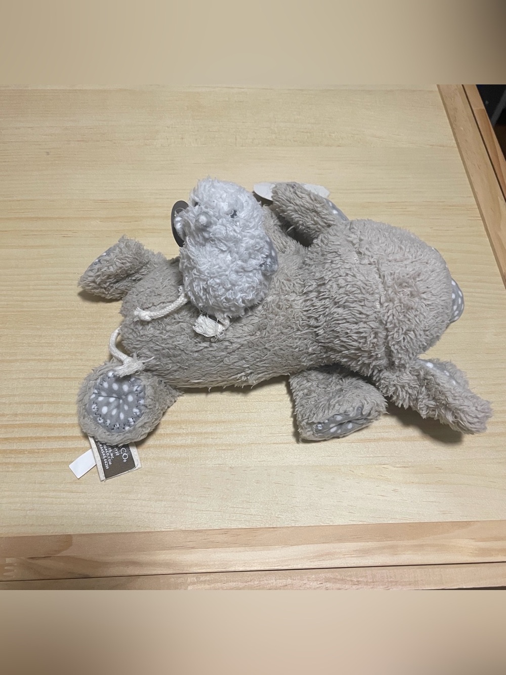 New Musical Plush Bunny with Small Chick Rattle - Neutral Gray & Cream